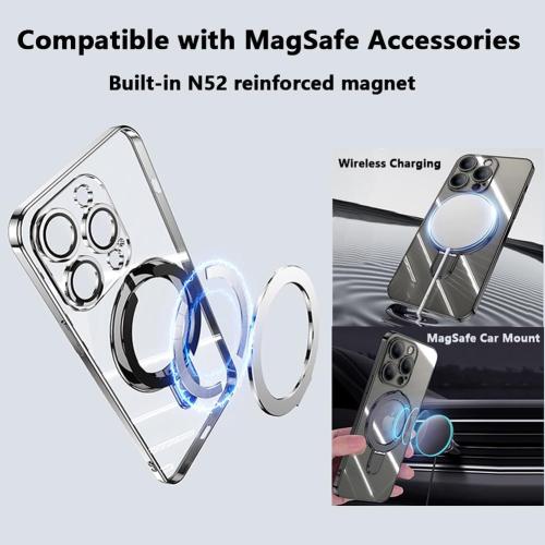 LXK Magnetic Invisible Stand for iPhone 16 Pro Max Case 6.9 Compatible with MagSafe, Military-Grade Protection, with Camera Protector, Clear Scratch-Resistant Back Cover for 16 ProMax,Blue Titanium