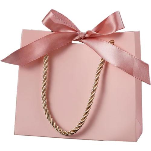 LNJMRU 20/50pcs Pretty Kraft Gift Bag Present For Gift Books Packaging Gold Handle Paper Box Paper Gift Bag(Color-01,50PCS_14X6X12CM)