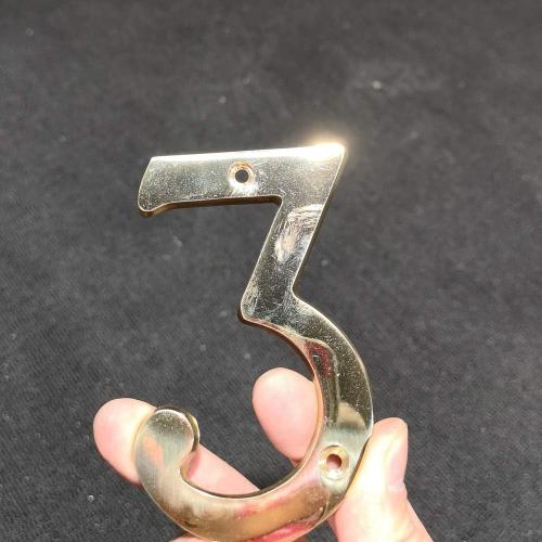 4 Inch Premium Bright Solid Brass Door House Numbers and Street Address Plaques Numbers for Residence and Mailbox Signs.