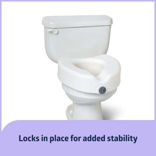 Medline 5 Raised Toilet Seat with Lock, No Arms, White, 400 lb Capacity - Easy Installation - Elderly & Disabled Bathroom Aid