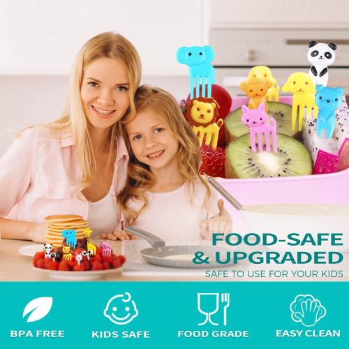156PCS Animal Food Picks for Kids Bento Box Accessories, FATLODA Fun Kid Food Picks, Cute Fruit Toothpicks for Kids Lunch Accessories, Reusable Lunchbox Pick for Kid Toddler