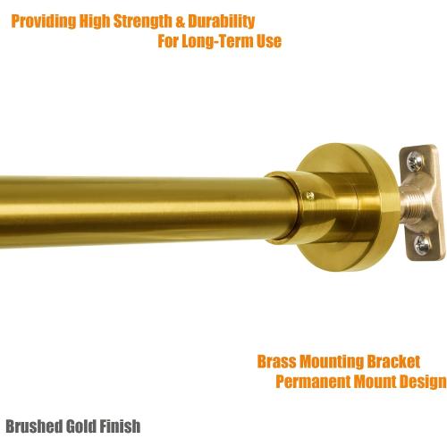Artiwell Heavy Duty Shower Rod, Adjustable Shower Curtain Rod, Expandable 47-84 Inch, Permanent Mount Shower Rod, Never Rust Stainless Steel For Window Curtain and Closet, Brushed Gold