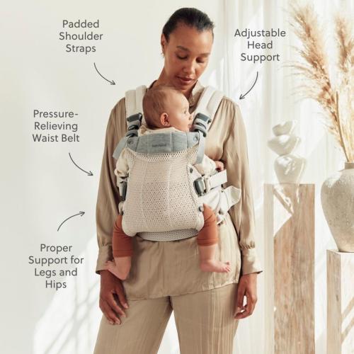 BabyBjörn Baby Carrier Harmony, Cream, 3D Mesh, 3-in-1 Ergonomic Baby Carrier; Newborn, Facing-in, Outward-Facing, and Back Carrying Positions Supported (7-40 lbs), Newborn to Toddler