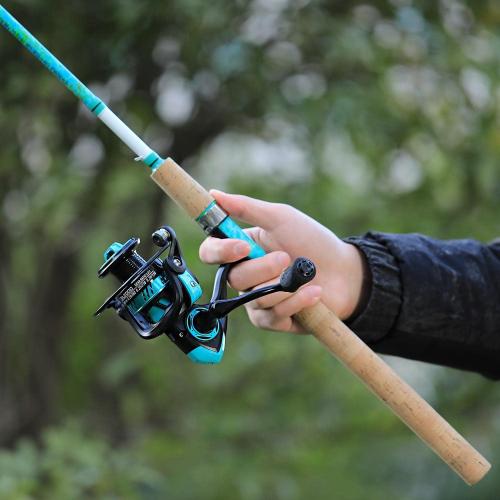 Sougayilang Fishing Rod and Reel Combo, 2-Piece 5-Foot 6-Inch Graphite & Fiberglass Rod, Durable and Strong, Quickset Anti-Reverse Fishing Reel (1Pack/2Pack)