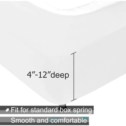 Box Spring Cover Queen Size - Jersey Knit & Stretchy Wrap Around 4 Sides Bed Skirt for Hotel & Home - Queen/Queen XL, White