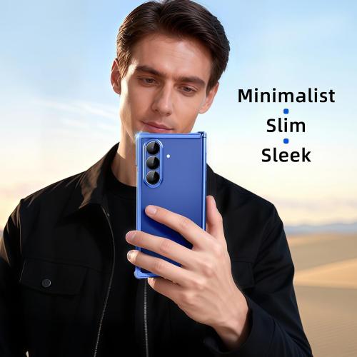 for Samsung Galaxy Z Fold 7 Bumper Case Compatible with Magsafe, Minimalist No Back Z Fold 7 Metal Case, Slim Thin Cover for Galaxy Z Fold 7 with 4 Corner Shockproof & Hinge Protector, Blue