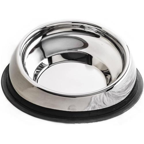 Enhanced Pet Bowl – Slanted Stainless Steel Dog Bowl for Breeds Like Bulldogs, Pugs – Raised Back, No-Spill, Reduces Gas & Mess – Medium Size, Non-Slip, Food-Grade - Does Not Ship from China