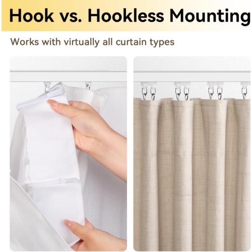 6ft - 9ft Curtain Track, Ceiling Curtain Track for Room Divider, Ceiling Mount Rail Set with Roller Hooks, White, 6ft - 9ft