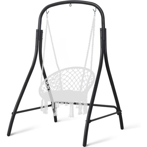 SUNCREAT Hammock Chair Stand, Heavy-Duty Steel Hammock Stand, 400 lbs Capacity, Adjustable Height, Dual-use Swing Stand for Outdoor Indoor, Hammock Chair not Included, Black
