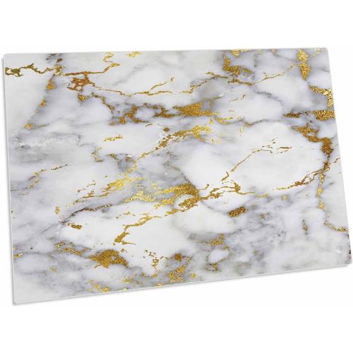 3dRose Art Print of White Gold Marble Agate Gem Mineral... - Desk Pad Place Mats (dpd-275047-1)