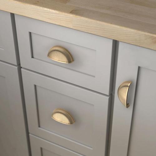 Asidrama 10 Pack 3 Inch(76mm) Brushed Brass Kitchen Cabinet Handles, Bin Cup Cabinet Pulls Gold Kitchen Cabinet Hardware for Cupboard Drawer Pulls