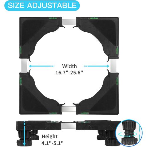 Nefish Mini Fridge Stand Universal Raised Base Adjustable Refrigerator Stands with 4 Strong Feet Washing Machine Pedestal Multi-Functional Bases for Dryer (Black)