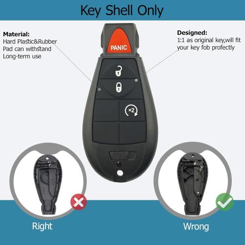 Replacement Key Fob Cover Case fit for 2008-2015 Dodge Ram 1500 2500 3500 Truck Chrysler Jeep Keyless Entry Remote Control Key Fob Shell