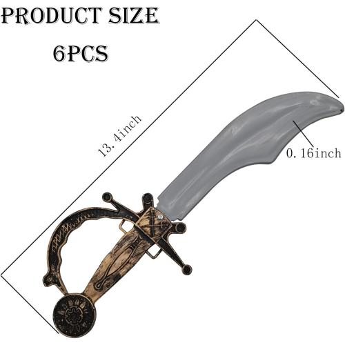 6 Pcs Pirate Swords for Kids,Safe Durable Plastic Pirate Sword,Pirate Party Favors for Theme Birthday Party Christmas Cosplay Costume Accessories Stage Props.