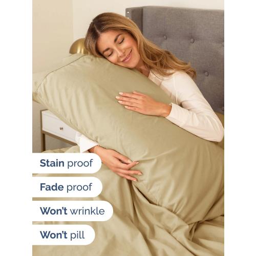 Extra Deep Queen Sheet Set - 6 Piece Breathable and Cooling Sheets - Hotel Luxury Bed Sheets Set - Easy & Secure Fit - Soft, Wrinkle Free and Comfy Sheets Set - Beige Sheet Set with Extra Deep Pockets