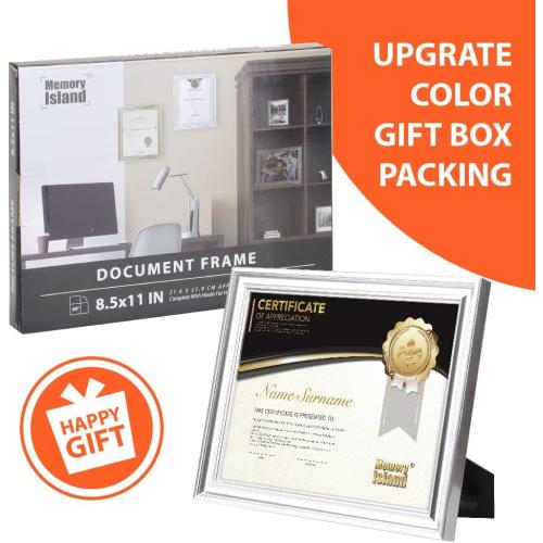 Memory Island 8.5x11 Diploma Document Frames,Real Glass Fronts, 4 Pack Silver Certificate Frames for Wall Or Tabletop Display,Diploma Frames For Degree Award