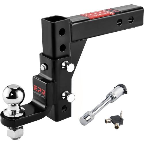 OPENROAD Adjustable Trailer Hitch Ball Mount - Fits 2-Inch Receiver, 2 Tow Balls, 7500lbs, 9-1/2 Drop/ 8-1/4 Rise, Heavy Duty Truck Hitch with Stainless Steel Pins and Lock