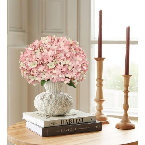 Hollyone 6PCS Pink Hydrangea Artificial Flowers Artificial Hydrangeas Silk Flowers for Home Decor Indoor Wedding Flower Faux Flower Kitchen Centerpiece Table Decorations