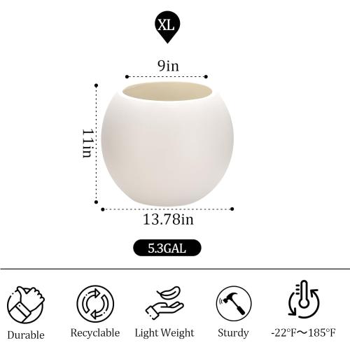 Large Round Planter,Planters for Indoor Plants & Outdoor,Durable Plastic Material Sphere Planter with Drainage Hole & Rubber Plug Weather Resistant,Plant Pot