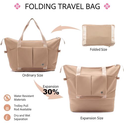 Size 20 Set of 4-Piece Color Gold  Lightweight Luggage Sets for Women, Hardshell Spinner Suitcase with TSA Lock, Expandable Duffel Bag, Luggage Strap, and Leather Tag（Titanium Gold, 20inch)