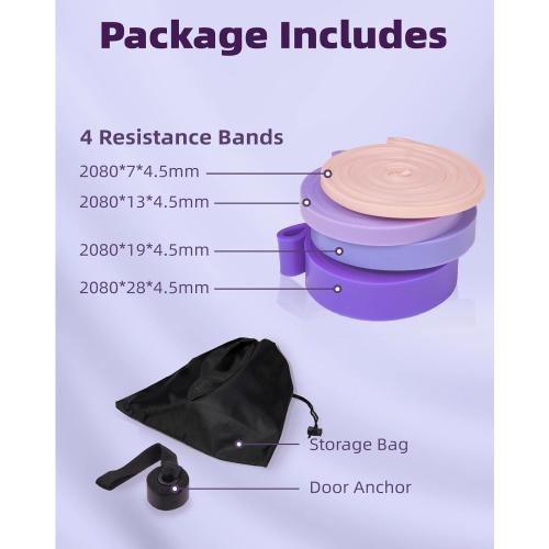 Resistance Bands Set - Pull Up Bands for Men Women, Exercise Bands Resistance with Door Anchor, Training Poster & Pouch for Body Stretching, Pull Up Assist