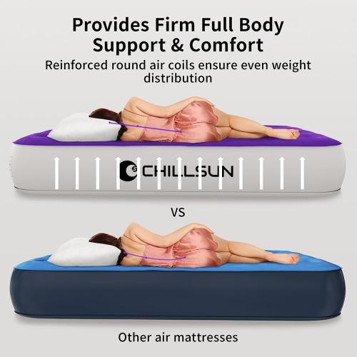 CHILLSUN Queen Air Mattress with Built in Pump,Elevated Durable Inflatable Mattresses with Storage Bag,13 Fast&Easy Inflating Blow Up Airbed,Camping Accessories for Travel&Guests&Home