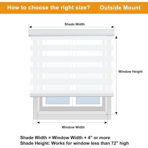 Persilux Cordless Zebra Blinds for Windows Free-Stop Roller Windows Shades (35 W X 64 H, White) Dual Layer Light Control for Day and Night, Light Filtering Sheer Shades for Home, Bedroom