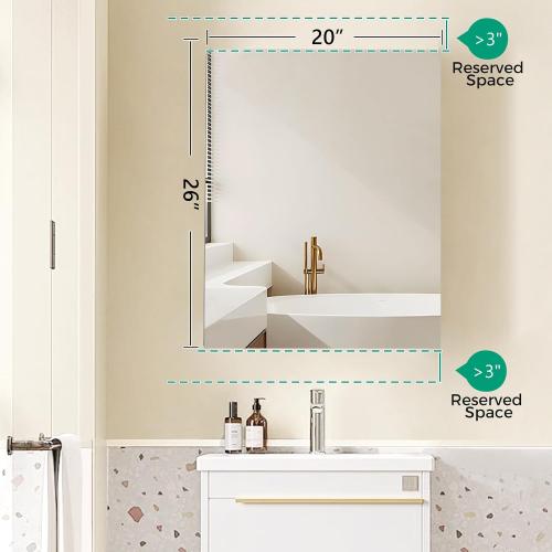 Medicine Cabinet Mirror,Bathroom Mirror with Storage 20 x 26 in | Bathroom Medicine Cabinet With Mirror And Adjustable Shelves, Aluminum Recessed or Wall Mounted Medicine Cabinets