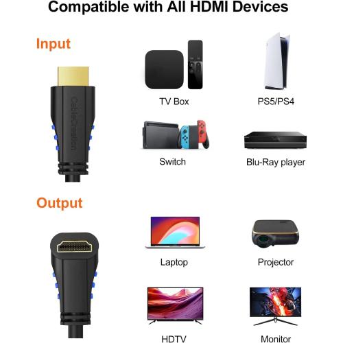 CableCreation 3ft 4K HDMI Cable - Right Angle 90 Degree, Male to Male Cable for Ultra HD 4K@60Hz, 3D Video - 2-Year Warranty