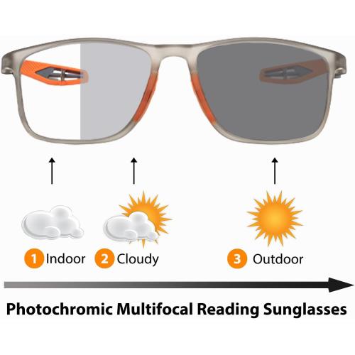 Multifocal Progressive Transition Photochromic Reading Glasses Blue Light Blocking Multifocus Readers Spring Hinge