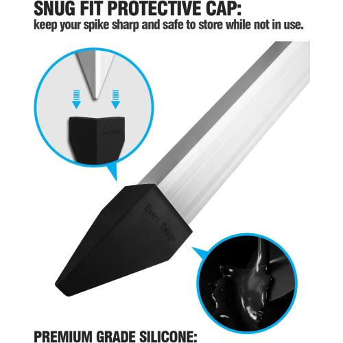 [2024 Upgraded] Exact Design Sand Spike with Bait Box,Protective Cap, Anodized Aluminum, Etched Measurements   Sand Flea Rake Holder (All in one Solution)