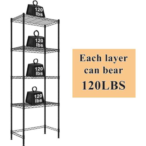 4 Tier Mini Fridge Shelf with Storage Over Mini Fridge Storage and Microwave Stand Height Adjustable Metal Storage Rack for Dorm Kitchen Office (Black