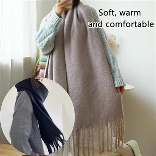 Fashion Imitation Wool Scarf, Chunky Scarf Tassel Soft Scarf, Winter Oversized Thick Warm Scarf