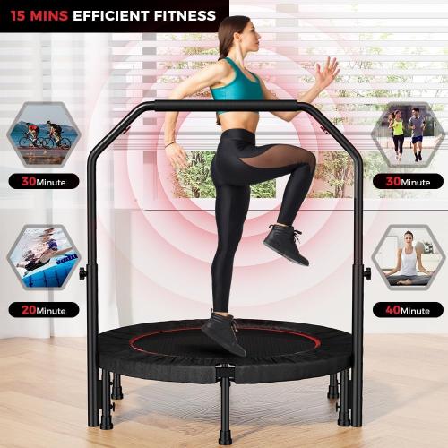 Rebounder Trampoline for Adult,460 LBS Mini Trampoline for Adults with Bar,Exercise Trampoline Indoor/Outdoor Use,40 inch Fitness Rebounder