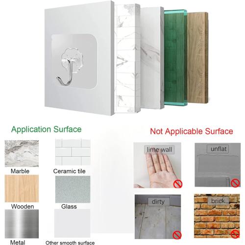 Adove Adhesive Hooks for Hanging, Heavy Duty Wall Hooks 20 Pack, Removable Sticky Ceiling Hooks, Transparent Self Adhesive Shower Hooks, Water & Oil Proof Strong 22lb(Max) Door Coat Hooks