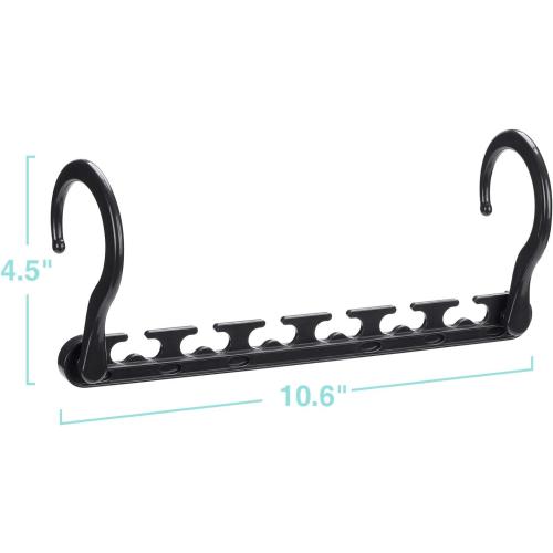 HOUSE DAY Sturdy Plastic Space Saving Hangers 12 Pack, Cascading Hangers Organizer Closet Space Saver 80% and Wrinkle Free Clothes, Multi Collapsible Hanger for Heavy Clothes, Shirts, Pants (Black)