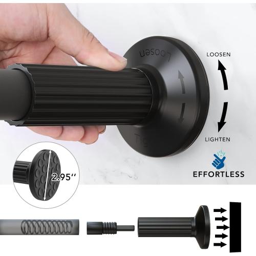 Tension Curtain Rod, 51-165 Inch,Spring Shower Closet for Windows or Shower,Easy to Install, No Drilling, Rust, Bathroom, Rod Diameter 1.26 Inches, Black,Umimile