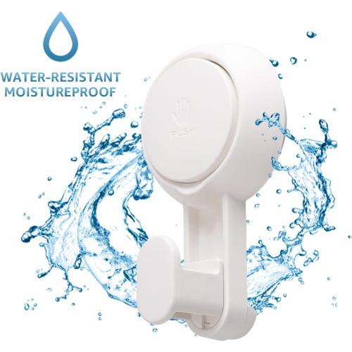 White 4 Pack LEVERLOC Heavy Duty Suction Cup Shower Hooks 4 Pack, Damage-Free Shower Hangers for Inside Bathroom Wall, Powerful Vacuum Suction Towel Hooks, Loofah Holders, Easy to Install and Remove, White