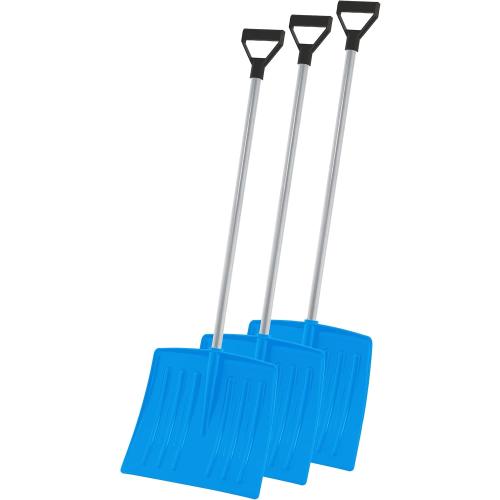 Superio Kids Snow Shovel Plastic Small Shovel for Snow Removal with Wooden Handle Heavy Duty 12 Blade, Blue 3 Pack