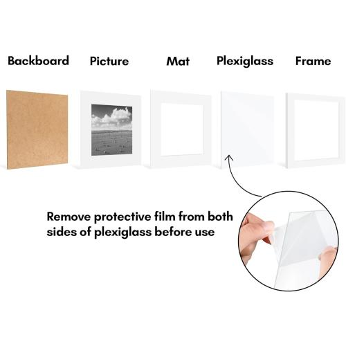 Americanflat 9x9 Picture Frame with Polished Plexiglass - Set of 2 - Use as 6x6 Frame with Mat or Display 9x9 Photo Without Mat - Galleria Collection - Square Frames for Tabletop and Wall - White