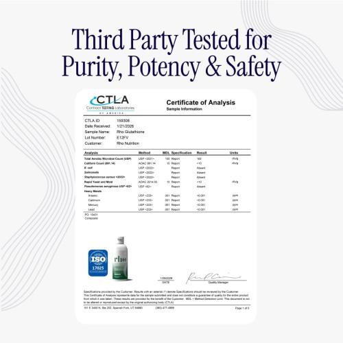 Rho Nutrition Liposomal Glutathione - Ultra High Absorption Liquid Glutathione Supplement - Supports Natural Detoxification, Immune System, Skin Health, Mental Clarity & Overall Well-Being
