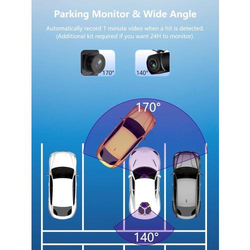 Dash Cam Front and Rear, 2.5K 1080P Dual Dash Camera for Cars with 32GB SD Card, 2.45 inch IPS Screen, 2 Mounting Ways, Night Vision, WDR, Accident Lock, Loop Recording, Parking Monitor