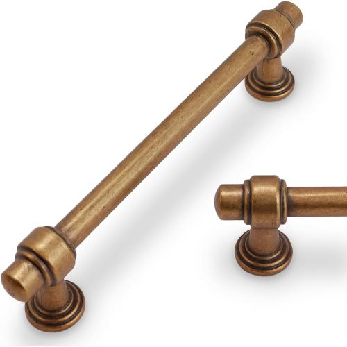 10 Pack 5 inch(128mm) Antique Brass Kitchen Cabinet Handles Cabinet Pulls Vintage Drawer Pulls Aged Gold Bronze Hardware Kitchen Handles