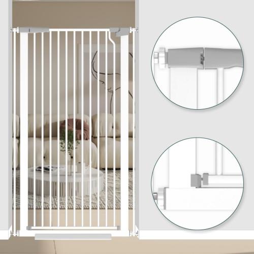51.18 Extra Tall Cat Gate for Doorway 29.6-32.6 Width,Tall Baby Gate Cat Gate Extra Wide Cate Gate Safety,Extra Narrow Auto-Close for Indoor Stairs, Doorways, and Kitchen
