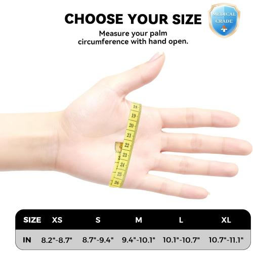 All-Around Copper Arthritis Gloves, Carpal Tunnel Pain Relief Gloves, Breathable & Anti-Slip Hand Compression Gloves for Rheumatoid, Tendonitis, Swelling, Fingerless Gloves Fit Men & Women 9.4-10.1