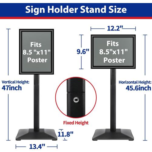 Business & Store Sign Holders 8.5x11inch 3Pack Adjustable Floor Standing Sign Holder with Heavy Duty Display Stand (Black, Silver)