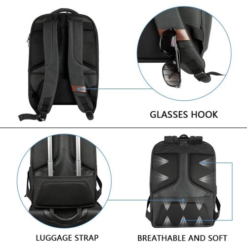 Charcoal Black 18.5x13.3x7.8 KROSER Laptop Backpack Large Computer Backpack Fits up to 17.3 Inch Laptop with USB Charging Port Water-Repellent Travel Backpack Casual Daypack for Business/College/Women/Men-Charcoal Black