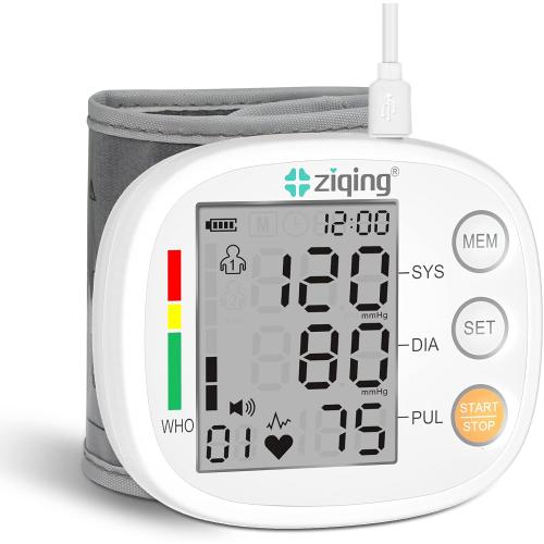 Wrist Blood Pressure Monitor, Rechargeable Bp Cuff Wrist & Accurate 2x99 Data Large LCD Screen Display for Home/Trave/Office Use