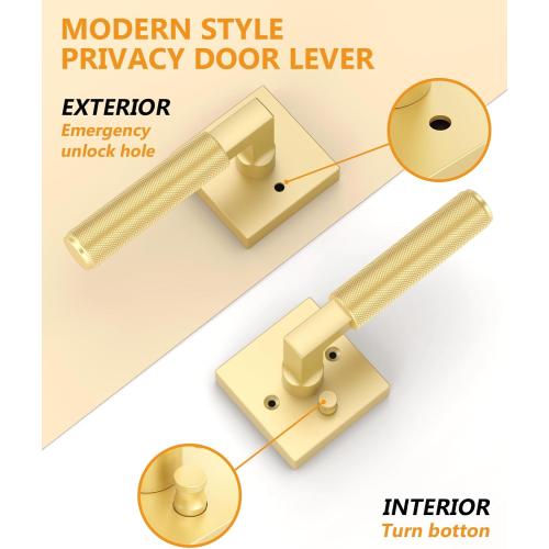 Asidrama 4 Pack Gold Privacy Door Handles, Door Lever with Door Knobs Indoor for Bedroom or Bathroom, Heavy Duty Door Handles Interior with Locks for Left Right Sided Doors
