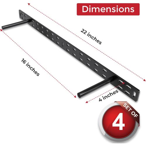 Set of 4 Size 22 x 1 1/4 x 4 inchHungsmart- Heavy Duty Floating Shelf Bracket - Long Wall Shelves Support, Hidden Floating Shelf Hardware, Black Shelf Brackets, Perfect for Kitchen/Nursery/TV Wall Shelf Decor (4 inch rod)